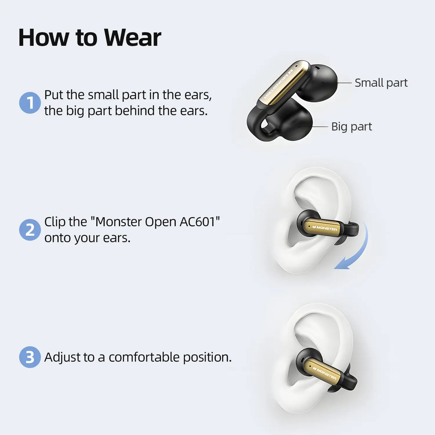 Open Ear Clip On Wireless Earbuds with ENC Mic 40H Playtime Bluetooth 5.4 for Running Workout & Daily Use
