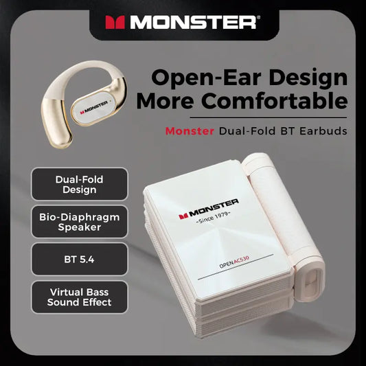 Wireless Open Ear Earbuds with Noise Cancelling Mic 100H Playtime Sweatproof for Sports & Work