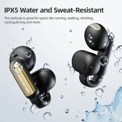 Open Ear Clip On Wireless Earbuds with ENC Mic 40H Playtime Bluetooth 5.4 for Running Workout & Daily Use