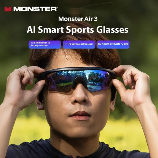 AI Smart Sports Glasses with Open Ear Audio, Bluetooth 6.0 & UV Protection